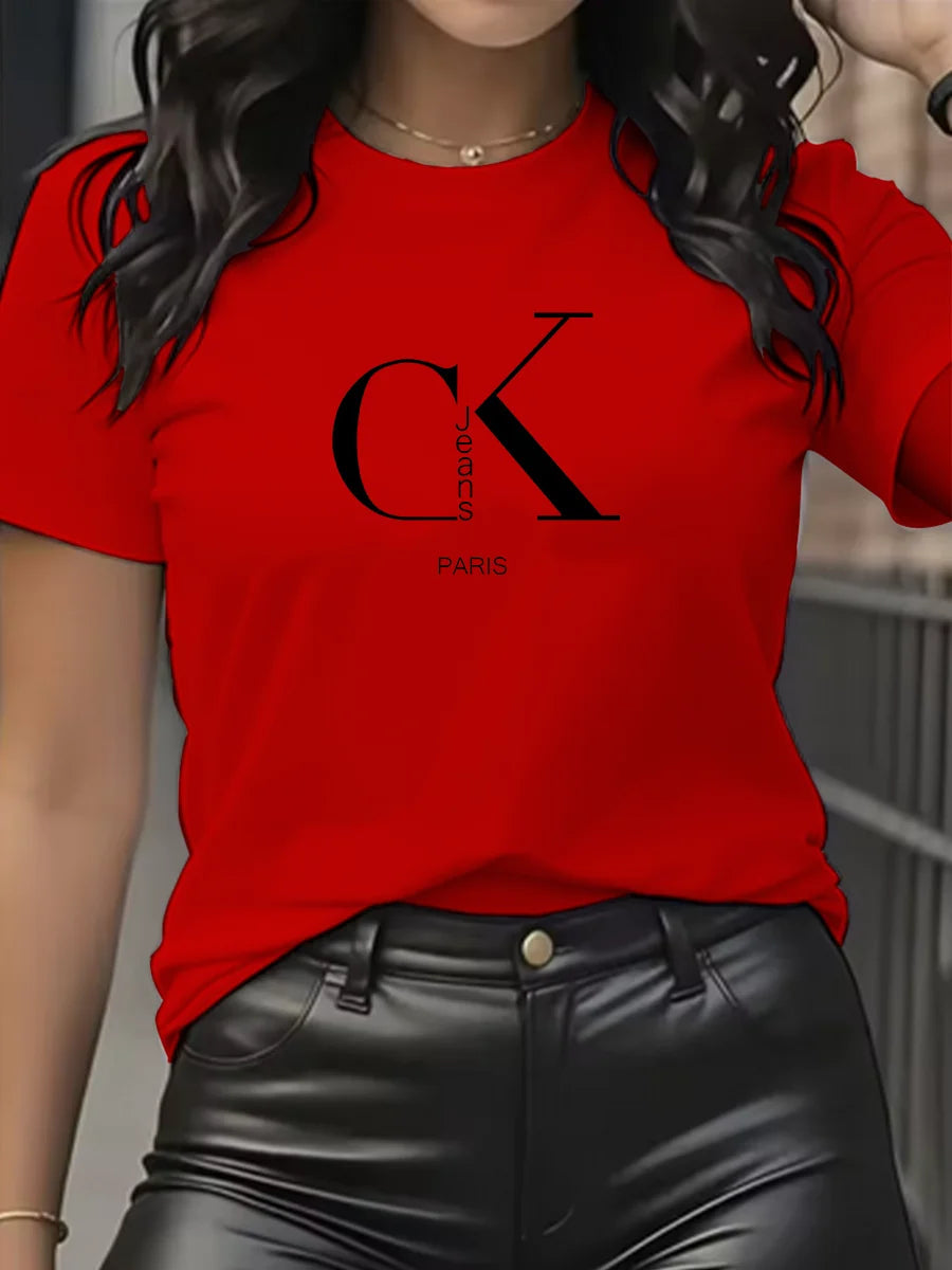 Summer luxury brand fashion cartoon letter print crew collar clothing short sleeve T-shirt trend women's summer Y2K top Quick Pick Grocers